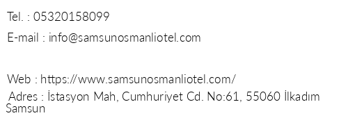 Samsun Osmanl Otel telefon numaralar, faks, e-mail, posta adresi ve iletiim bilgileri